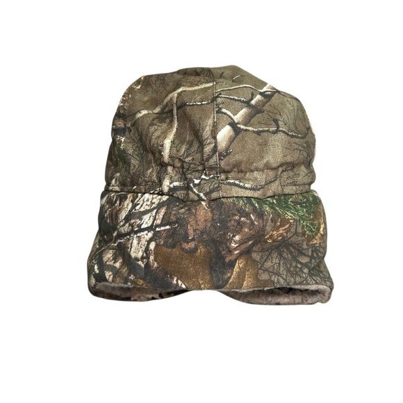 Berne Camo Ear Flap Hat Mens Realtree Fleece Lined Vintage Hunting Trapper Cap - Picture 4 of 15